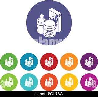 Alimenti per bambini set di icone a colori del vettore Illustrazione Vettoriale