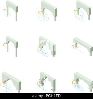 Design dell'arco set di icone, stile isometrico Illustrazione Vettoriale