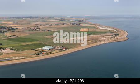 Vista aerea lato est isola olandese di Texel in mare di Wadden Foto Stock