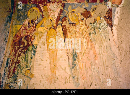 Rovinato paleocristiano di affresco murale, Anatolia, Turchia. Foto Stock