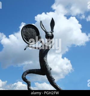 'Il batterista' da Barry Flanagan; scultura in bronzo al Museo Irlandese di Arte Moderna, Kilmainham, Dublino. Foto Stock