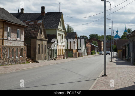 Vecchie case di Ludza, Lettonia Foto Stock