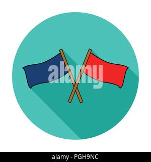 Red e Blue flags icona nel design piatto isolato su sfondo bianco. Simbolo di Paintball stock illustrazione vettoriale. Illustrazione Vettoriale