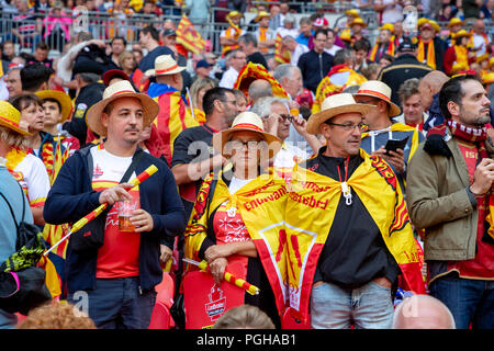 Sabato 25 Agosto 2018 - Il 117stadiazione della Ladbrokes Challenge Cup Rugby League finale allo stadio di Wembley tra Warrington Lupi (filo) Foto Stock