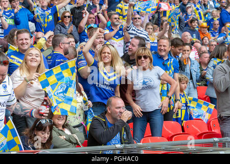 Sabato 25 Agosto 2018 - Il 117stadiazione della Ladbrokes Challenge Cup Rugby League finale allo stadio di Wembley tra Warrington Lupi (filo) Foto Stock