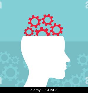 Testa e cervello lavoro. Brain Storming, il successo del concetto di idea Illustrazione Vettoriale