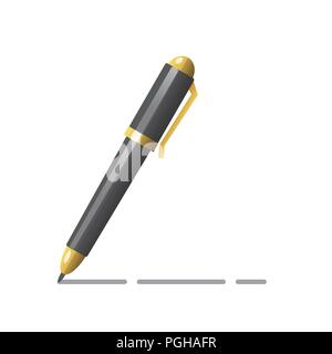 La scrittura di penna a sfera icona, strumento di scuola. Icona della penna. Illustrazione Vettoriale