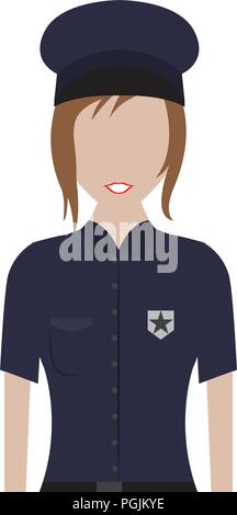 Femmina isolato funzionario di polizia avatar Illustrazione Vettoriale