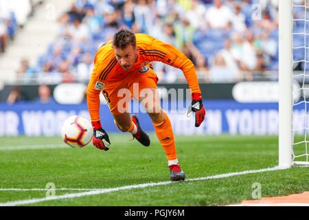 Spagna - 26 agosto: Valencia CF portiere Neto (13) durante il match tra RCD Espanyol v Valencia per il round 2 della Liga Santander, suonato a Cornella-El Prat Stadium il 26 agosto 2018 a Barcellona, Spagna. (Credit: Urbanandsport / Cordon Premere) Credito: CORDON PREMERE/Alamy Live News Foto Stock