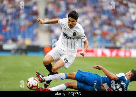 Spagna - 26 agosto: durante il match tra RCD Espanyol v Valencia per il round 2 della Liga Santander, suonato a Cornella-El Prat Stadium il 26 agosto 2018 a Barcellona, Spagna. (Credit: Urbanandsport / Cordon Premere) Credito: CORDON PREMERE/Alamy Live News Foto Stock