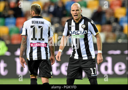 Udine, Italia, 26 agosto 2018. Bram Nuytinck (Udinese) reagisce durante la partita di calcio tra Udinese e Sampdoria al Dacia Arena. photo Simone Ferraro / Alamy Live News Foto Stock