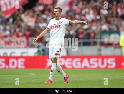 Colonia, Deutschland. 25 Ago, 2018. firo: 25.08.2018, calcio, 2.Bundesliga, stagione 2018/2019, 1.FC Colonia - Erzgebirge Aue 3: 1 Jannes Horn, Koln, gesto | Utilizzo di credito in tutto il mondo: dpa/Alamy Live News Foto Stock