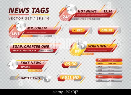 Tag luminosi per canali di notizie Illustrazione Vettoriale