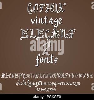 Disegnata a mano moderno pennello asciutto lettering. Lo stile gotico alfabeto. Grunge font manoscritta. Illustrazione Vettoriale. Illustrazione Vettoriale