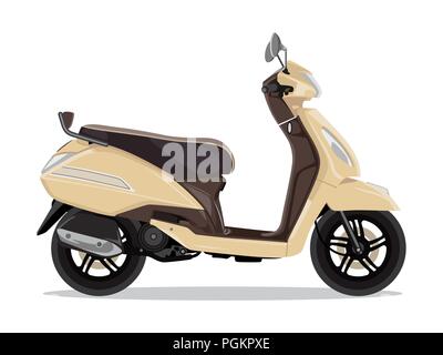 Vettore moderno beige scooter, in stile appartamento vista laterale. Illustrazione Vettoriale