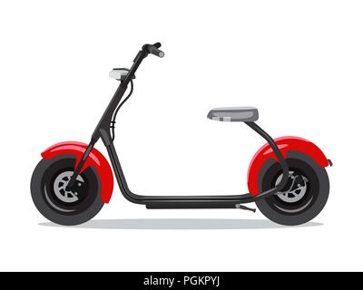 Vettore moderno rosso electroscout elektroskuter, in stile appartamento vista laterale. Illustrazione Vettoriale