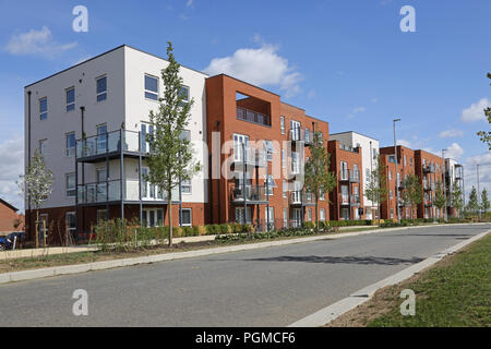 Recentemente completato appartamenti in Collina del Castello quartiere di Ebbsfleet Garden City, a sud est di Londra, Regno Unito. Un importante nuovo governo iniziativa di alloggiamento Foto Stock