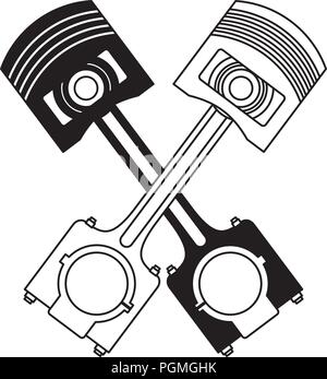 Due pistoni incrociati di parti di ricambio per auto immagine design Illustrazione Vettoriale