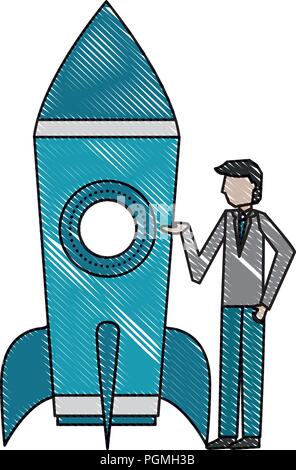 L'avvio a razzo con imprenditore icona isolato Illustrazione Vettoriale