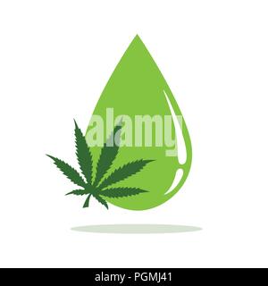 Medicina olio di cannabis goccia verde illustrazione vettoriale EPS10 Illustrazione Vettoriale