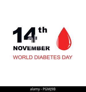 La giornata mondiale del diabete goccia di sangue illustrazione vettoriale EPS10 Illustrazione Vettoriale