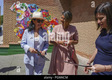 Presidente della Repubblica dell'Ecuador Lenin Moreno e sua moglie Rocío Gonzalez visitare la Republica de Venezuela School in Madrid. Dotato di: Rocío Gonzalez dove: Madrid, Spagna Quando: 27 lug 2018 Credit: Oscar Gonzalez/WENN.com Foto Stock