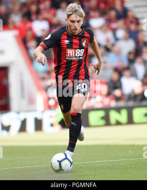 David Brooks di Bournemouth durante il match di Premier League tra AFC Bournemouth e Everton presso la vitalità Stadium , Bournemouth , 25 agosto 2018 solo uso editoriale. No merchandising. Per le immagini di calcio FA e Premier League restrizioni si applicano inc. no internet/utilizzo mobile senza licenza FAPL - per i dettagli contatti Football Dataco Foto Stock