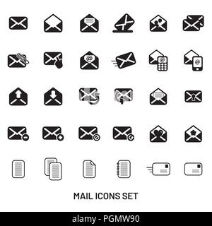 Semplici icone di posta elettronica impostare. Universal icone di posta elettronica da utilizzare per il web e mobile UI, set di base elementi di mail Illustrazione Vettoriale