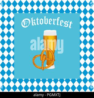 La birra con pretzel al festival Oktoberfest Illustrazione Vettoriale