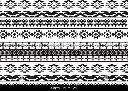 Vintage Navajo Tribal seamless pattern, disegnata a mano Illustrazione Vettoriale