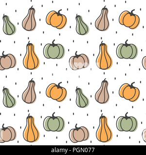 Carino zucche colorate vettore seamless pattern illustrazione dello sfondo Illustrazione Vettoriale