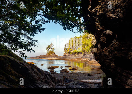 Vista costiera a spiaggia botanico Parco Provinciale e Botany Bay - Juan de Fuca Trail Marine - Port Renfrew, Isola di Vancouver, British Columbia, Canada Foto Stock