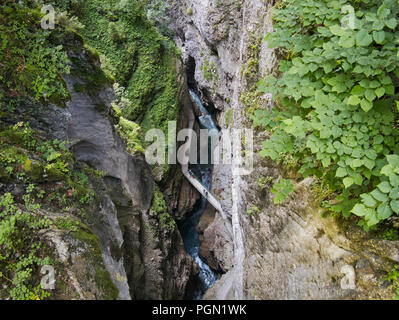 Vista della gola e il percorso attraverso la gola visto da sopra Foto Stock