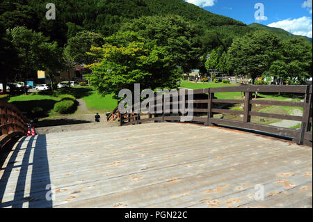 KISO OOhashi realizzata in legno ponte in Narai-Juku Foto Stock