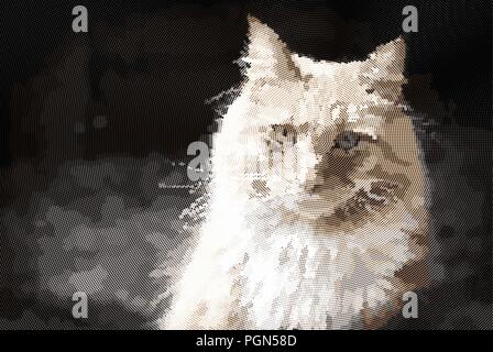 Ritratto di un gatto nel vettore dei mezzitoni Illustrazione Vettoriale