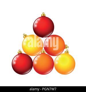 Rosso e giallo Pallina natale tree illustrazione vettoriale EPS10 Illustrazione Vettoriale