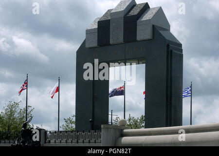 L'Overlord Arch al National D-Day Memorial a Bedford, Virginia, USA Foto Stock