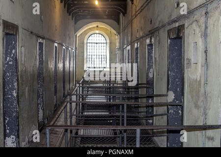 Un'ala di Kilmainham Gaol, un ex carcere e ora un museo e un monumento a tutti coloro che sono stati incarcerati. Foto Stock