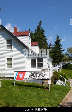 Della Guardia Costiera degli Stati Uniti presso la stazione di gufo di testa del Maine Foto Stock