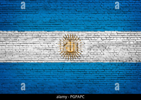 Bandiera nazionale di Argentina su un sfondo mattone Foto Stock