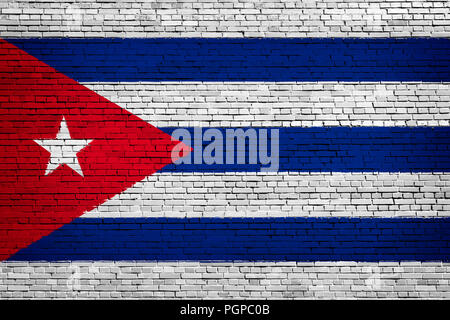 Bandiera nazionale Cuba su un sfondo mattone Foto Stock