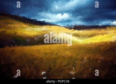 La pittura digitale di un paesaggio Foto Stock