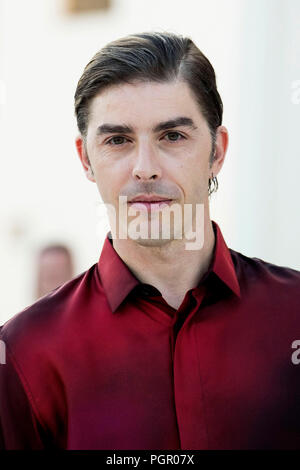 Ospite del Festival Michele Riondino assiste un photocall davanti al settantacinquesimo Venezia Film Vestival al Palazzo del Casinò su agosto 28, 2018 a Venezia, Italia. Foto Stock