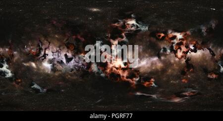 HDRI ambiente spaziale mappa panorama sferica dello sfondo con stelle e nebula (360 grado equirettangolare, mappa 3d'illustrazione) Foto Stock