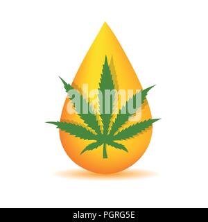 Medicina cannabis verde foglia caduta olio illustrazione vettoriale EPS10 Illustrazione Vettoriale