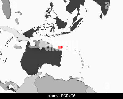 Puerto Rico in rosso su grigio mappa politico con trasparente degli oceani. 3D'illustrazione. Foto Stock
