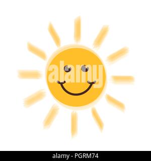 Sorridenti giallo sole faccia illustrazione vettoriale EPS10 Illustrazione Vettoriale