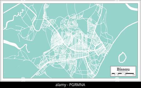 Bissau Repubblica di Guinea Bissau Mappa della città in stile retrò. Mappa di contorno. Illustrazione Vettoriale. Illustrazione Vettoriale