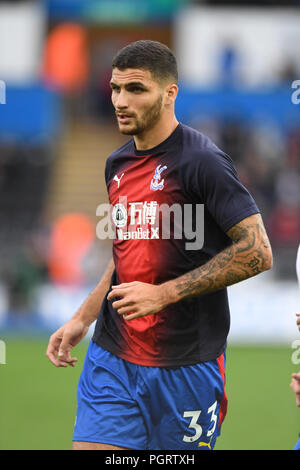 Il palazzo di cristallo's Ryan Inniss durante il Carabao Cup, secondo round in abbinamento al Liberty Stadium, Swansea. Stampa foto di associazione. Picture Data: martedì 28 agosto, 2018. Vedere PA storia SOCCER Swansea. Foto di credito dovrebbe leggere: Simon Galloway/filo PA. Restrizioni: solo uso editoriale nessun uso non autorizzato di audio, video, dati, calendari, club/campionato loghi o 'live' servizi. Online in corrispondenza uso limitato a 120 immagini, nessun video emulazione. Nessun uso in scommesse, giochi o un singolo giocatore/club/league pubblicazioni. Foto Stock