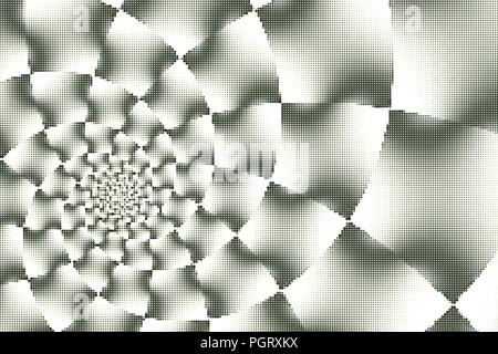 Vettore di halftone background - spirale e piazze distorto Illustrazione Vettoriale